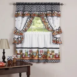 Collections Etc Mason Jars Kitchen Rod Pocket Window Curtain Set