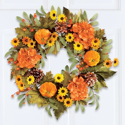Collections Etc Colorful Harvest Garden Hanging Door Wreath 2 Collections Etc Colorful Harvest Garden Hanging Door Wreath
