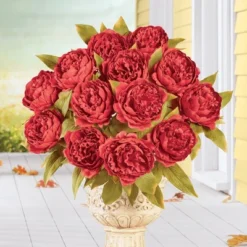 Collections Etc Artificial Autumn Peony Bushes - Set Of 3