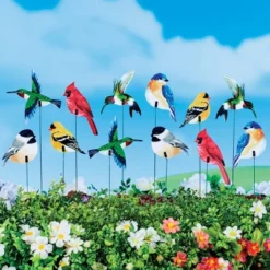 Collections Etc Colorful Bird Decorative Garden Stakes - Set Of 24