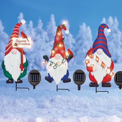Collections Etc Outdoor Christmas Gnome Solar Stake Decoration 4 Collections Etc Outdoor Christmas Gnome Solar Stake Decoration - Image 2