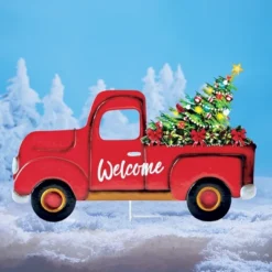 Collections Etc Seasonal Welcome Red Vintage Pickup Truck Garden Stake -Home Decor Store GUEST a718c8f3 3615 495d 926d 5da4edbd7fdb