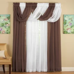 Collections Etc Scoop Two-Piece Rod Pocket Solid-Colored Sheer Valances For Windows, Decorative Accent And Added Privacy For Any Room In -Home Decor Store GUEST ae2178ea 10b4 4bd2 86e5 4d65c2cfd4d3