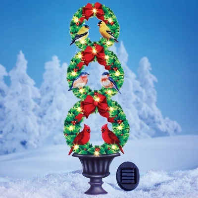Collections Etc Holiday Wreath Topiary Solar Powered Garden Stake 3 Collections Etc Holiday Wreath Topiary Solar Powered Garden Stake