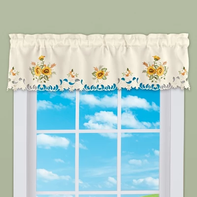 Collections Etc Sunflower Embroidered And Cutwork Valance 3 Collections Etc Sunflower Embroidered And Cutwork Valance