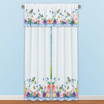 Collections Etc Floral Chickadee And Butterflies Curtains 4 Collections Etc Floral Chickadee And Butterflies Curtains - Image 2
