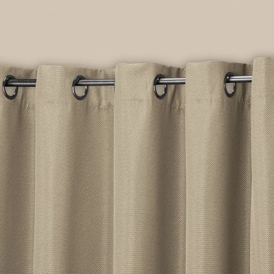 Collections Etc Textured Grommet Top Blackout Patio Curtain Panel 100"x84" Taupe 4 Collections Etc Textured Grommet Top Blackout Patio Curtain Panel 100"x84" Taupe - Image 2