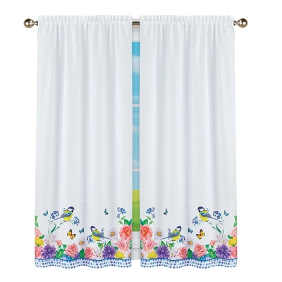 Collections Etc Floral Chickadee And Butterflies Curtains 5 Collections Etc Floral Chickadee And Butterflies Curtains - Image 3