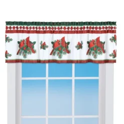 Collections Etc Cardinal And Pine Holiday Window Valance