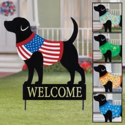 Collections Etc 5 Interchangeable Dog Outdoor Welcome Garden Stake
