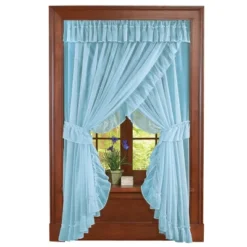 Collections Etc Isabella Ruffled Sheer Fabric Rod Pocket Window Curtain Set -Home Decor Store GUEST c7548d2c e92c 4bc9 9384 c64ffc548464