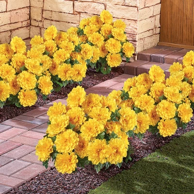 Collections Etc Artificial Multicolor Zinnia Bushes Stakes - Set Of 3 4 Collections Etc Artificial Multicolor Zinnia Bushes Stakes - Set Of 3 - Image 2