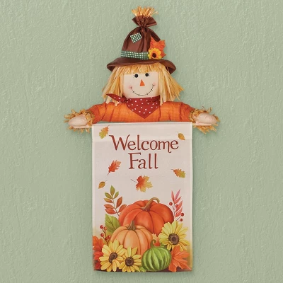 Collections Etc Harvest Scarecrow Welcome Fall Wall Flag 18 X 8 X 33 4 Collections Etc Harvest Scarecrow Welcome Fall Wall Flag 18 X 8 X 33 - Image 2