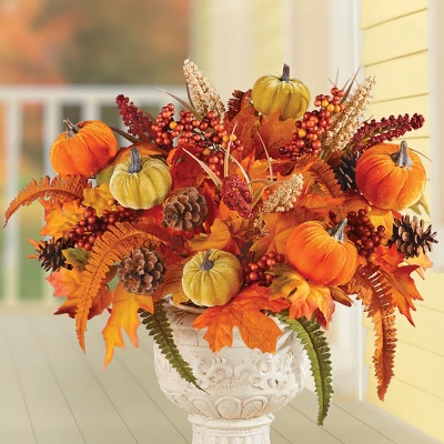 Collections Etc Artificial Autumn Harvest Pumpkin Bushes - Set Of 3 12 X 12 X 15 3 Collections Etc Artificial Autumn Harvest Pumpkin Bushes - Set Of 3 12 X 12 X 15