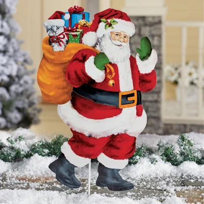 Collections Etc Santa Claus With Gift Sack Outdoor Christmas Stake 3 Collections Etc Santa Claus With Gift Sack Outdoor Christmas Stake
