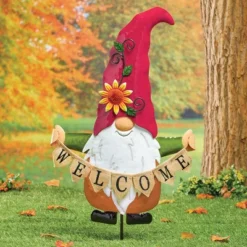 Collections Etc Autumn Welcome Gnome Outdoor Garden Stake