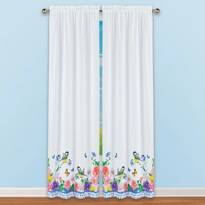 Collections Etc Floral Chickadee And Butterflies Curtains 3 Collections Etc Floral Chickadee And Butterflies Curtains
