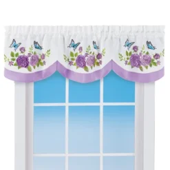 Collections Etc Rose Butterfly Scallop Valance -Home Decor Store GUEST dc6f85b7 9747 4b73 9376 02a36076393c