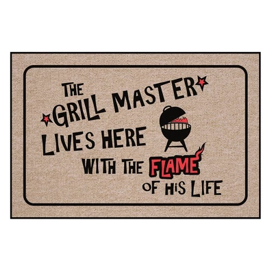 Collections Etc The Grill Master Lives Here With His Flame Doormat 1'6"x2'3" Food 3 Collections Etc The Grill Master Lives Here With His Flame Doormat 1'6"x2'3" Food