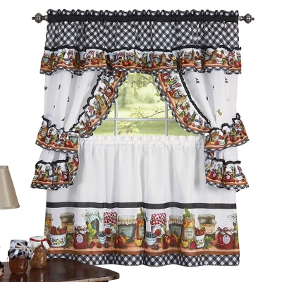 Collections Etc Mason Jars Kitchen Rod Pocket Window Curtain Set 4 Collections Etc Mason Jars Kitchen Rod Pocket Window Curtain Set - Image 2