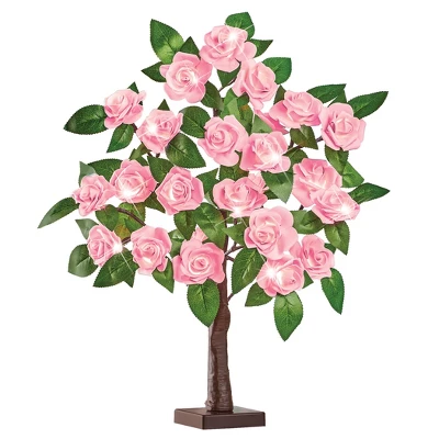 Collections Etc Lighted Tabletop Artificial Rose Tree And Greenery Decor 5 Collections Etc Lighted Tabletop Artificial Rose Tree And Greenery Decor - Image 3