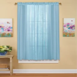 Collections Etc Decorative Sheer Fabric Rod Pocket Top Window Curtain Panel, Single Panel,