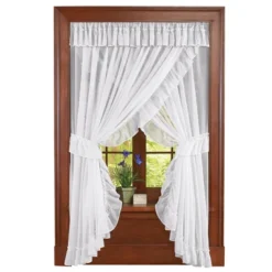 Collections Etc Isabella Ruffled Sheer Fabric Rod Pocket Window Curtain Set -Home Decor Store GUEST e6b9fbde 9934 4a45 ba3e 7ed14ca3e93e