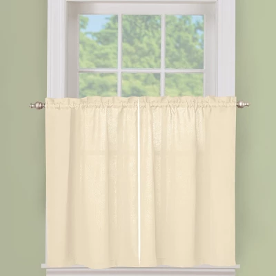 Collections Etc Solid Textured Tier Window Curtain Pair With Rod Pocket Top For Easy Hanging - Classic Home Decor For Any Room 3 Collections Etc Solid Textured Tier Window Curtain Pair With Rod Pocket Top For Easy Hanging - Classic Home Decor For Any Room