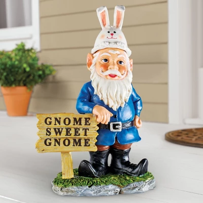 Collections Etc Hand-Painted Seasonal Gnome Sweet Gnome Garden Statue 7.5 X 5.25 X 9 Blue 4 Collections Etc Hand-Painted Seasonal Gnome Sweet Gnome Garden Statue 7.5 X 5.25 X 9 Blue - Image 2