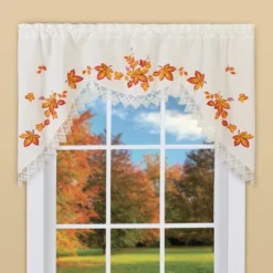 Collections Etc Embroidered Leaves Valance