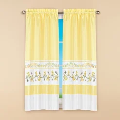 Collections Etc Yellow Butterfly Curtains