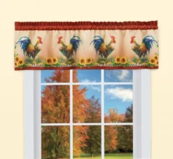 Collections Etc Country Rooster And Sunflowers Printed Window Valance
