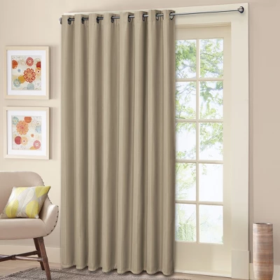 Collections Etc Textured Grommet Top Blackout Patio Curtain Panel 100"x84" Taupe 3 Collections Etc Textured Grommet Top Blackout Patio Curtain Panel 100"x84" Taupe