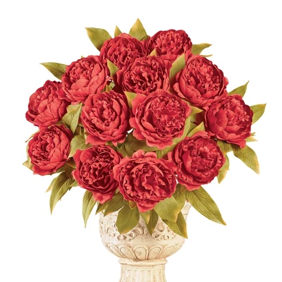 Collections Etc Artificial Autumn Peony Bushes - Set Of 3 7 Collections Etc Artificial Autumn Peony Bushes - Set Of 3 - Image 5